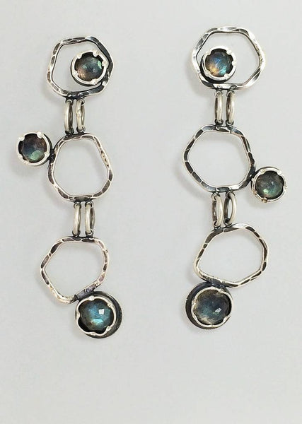 Stacked Earrings 3-tiered Labradorite