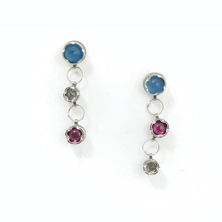 Fancy Earrings with Labradorite and Diamonds - long